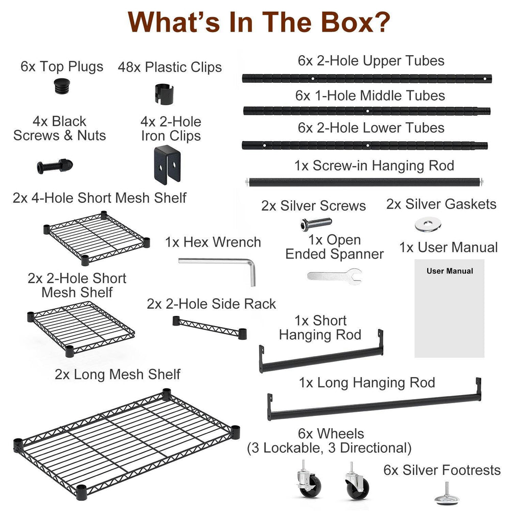 1Pc 4 Tier Heavy Duty Garment Rack With Wheels Carbon Steel Clothing Rack Portable Wardrobe Clothes Rack With 3 Hanging Rods 6 Footrests 44.9x17.13x77.95in - EX-STOCK Canada