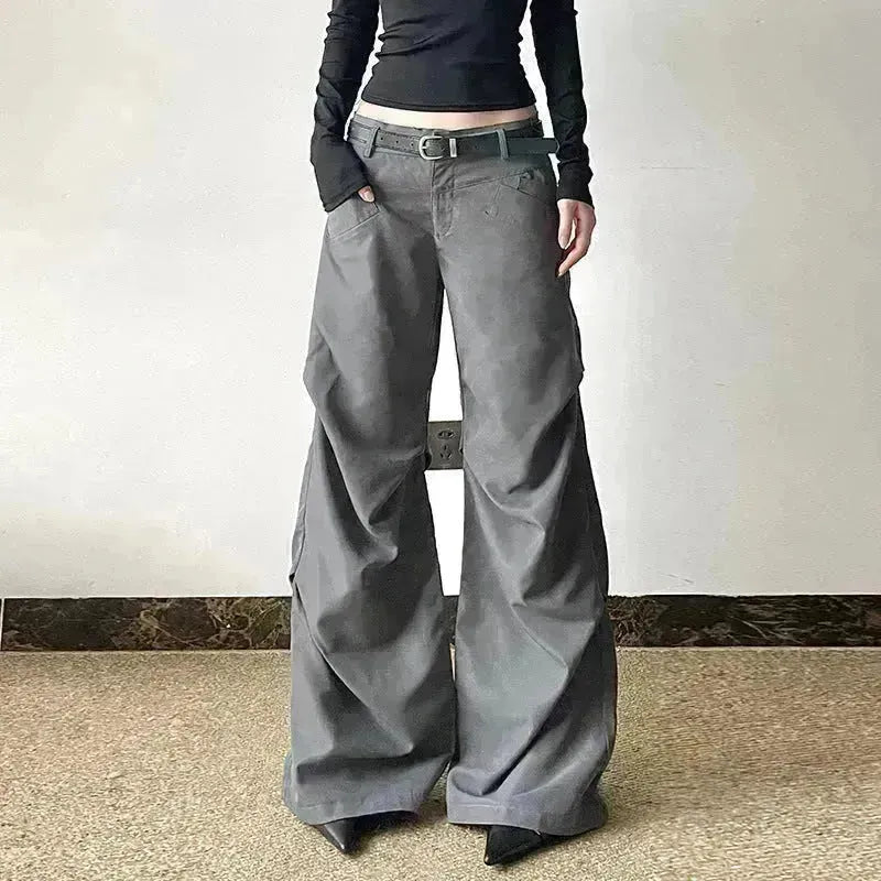Pantalon large de la taille lâche rétro européenne et américaine pour femmes