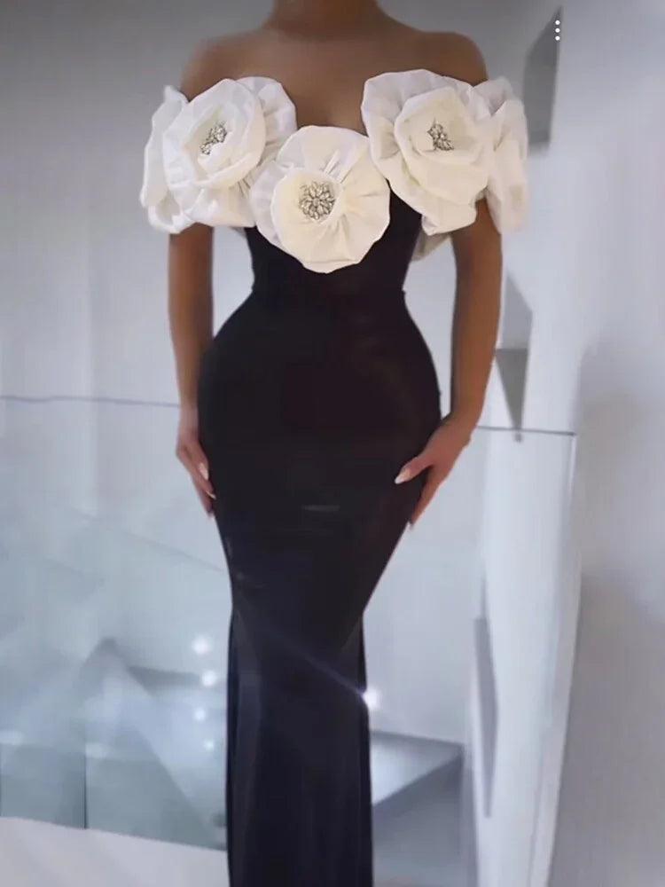 Robe blanche à fleurs grandes pour femmes avec bandeEX-STOCK Canada