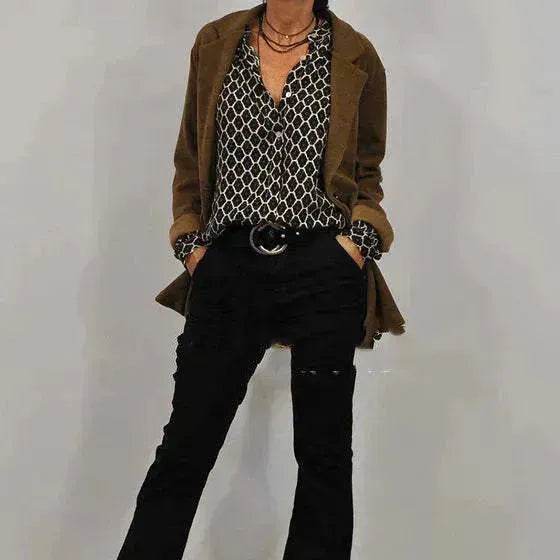 Women's blouse V-neck Long Sleeve Stylish Button down Blouse shirt - EX-STOCK Canada