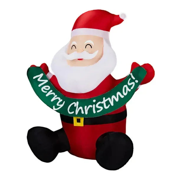 5.8FT Lighted Christmas Inflatable Decoration, Inflatable Santa Claus Holding Banner, Funny Blow Up Yard Decorations With Built-in LED Lights For Holiday Party Front Yard Lawn Garden Decor EX-STOCK Canada