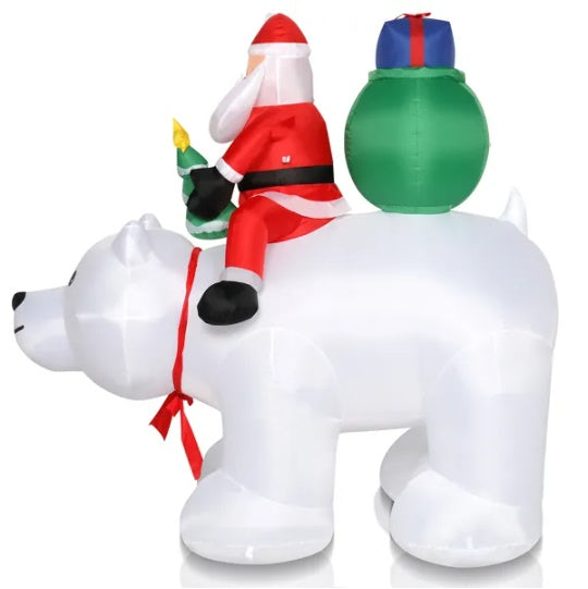 6ft 15W 7pcs LED Lights Santa Claus Rides Polar Bear Garden Santa Claus Decoration EX-STOCK Canada