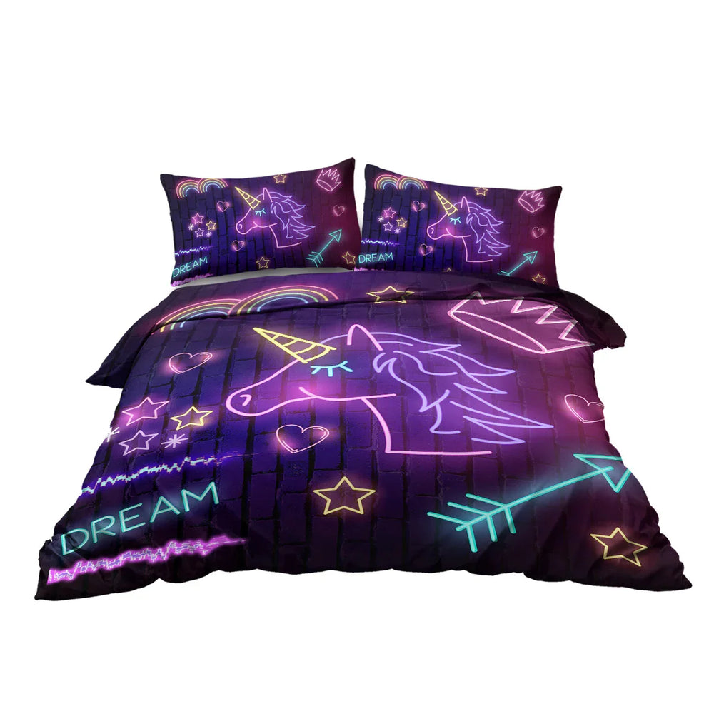 Star Bedding Neon Pattern 3 Piece Black Duvet Cover Set EX-STOCK Canada