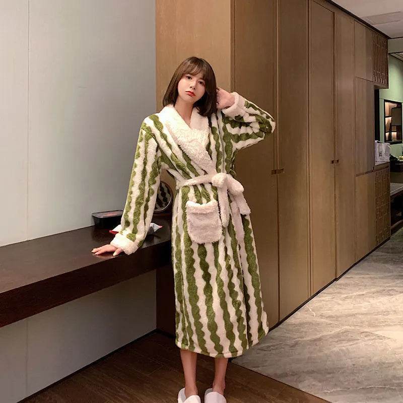 Thick Flannel Bathrobe Winter Long Pajamas - EX-STOCK Canada