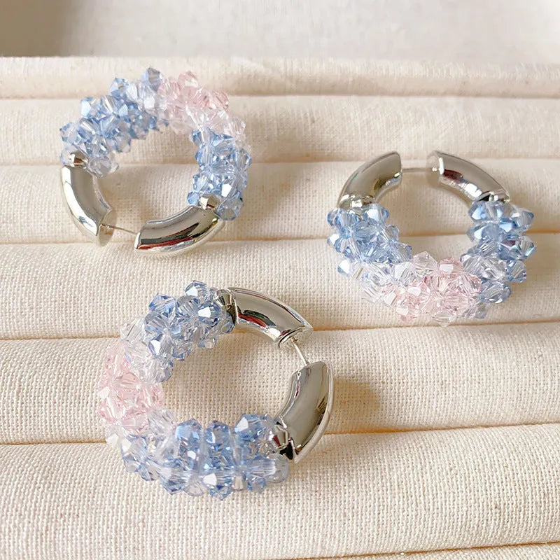 Colored Beaded Earrings Copper White Gold Plated - EX-STOCK CANADA