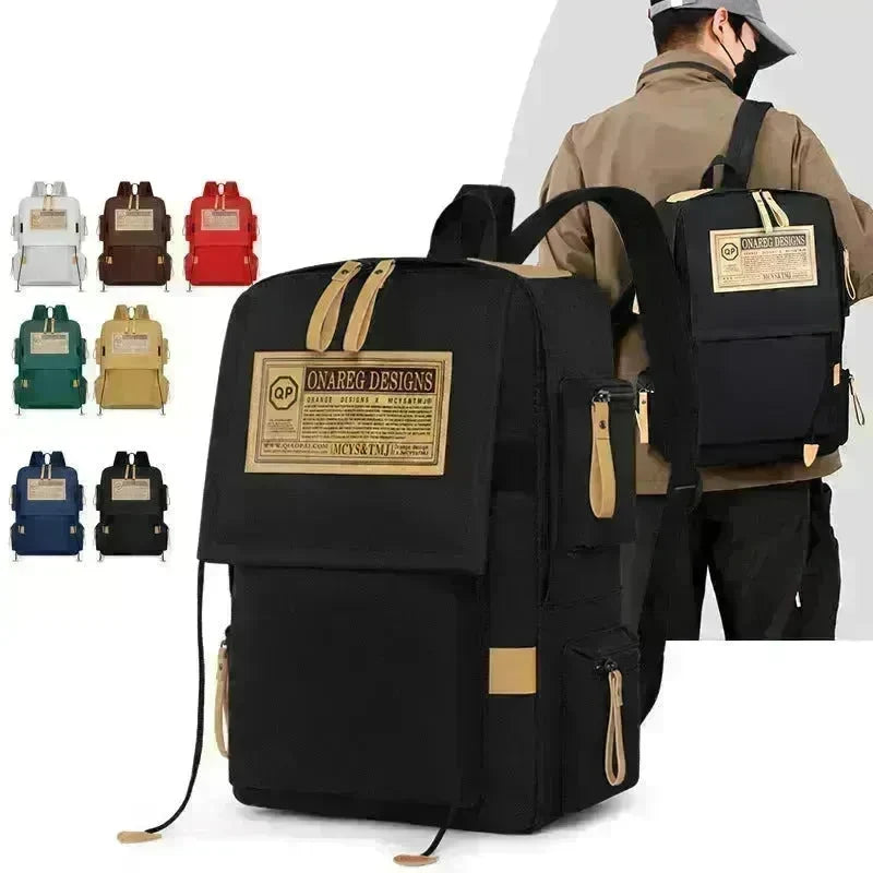 Ins Fashion Backpack Men Multi-pocket Large Capacity Travel Computer Bag Women Junior High School Students Schoolbag - EX-STOCK CANADA