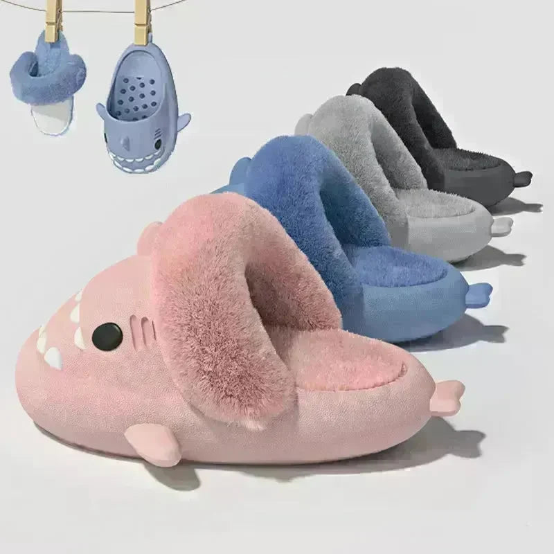 Winter Shark Slippers Detachable Warm Fuzzy Slippers Bedroom House Shoes Women - EX-STOCK CANADA