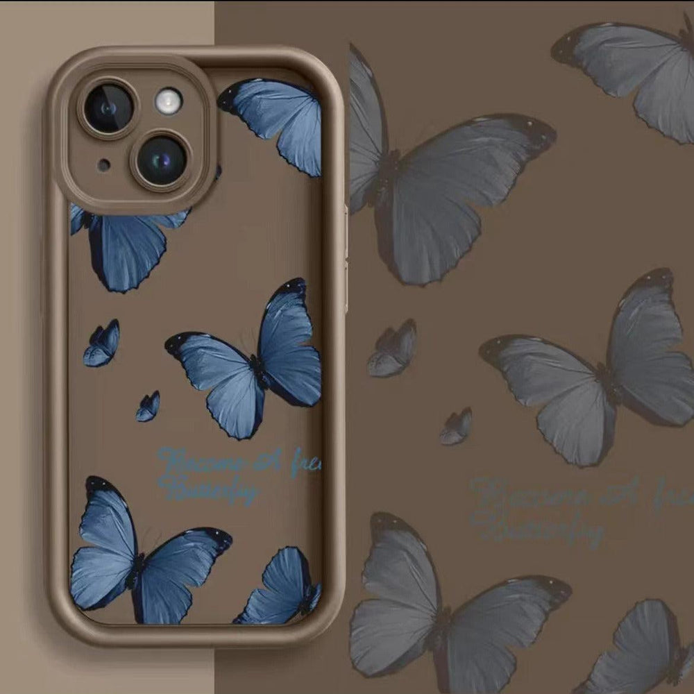 Custodia per telefono resistente alle cadute con bordatura stampata a farfalla bluEX-STOCK Canada