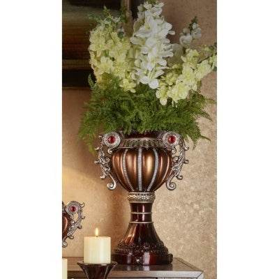 17.5 Tall Delicata Urn-Shaped Decorative Vase, Bronze With Silver Accents - EX-STOCK Canada