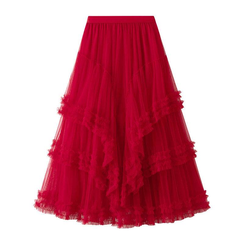 Slimming Multi-layer Gauze Skirt High-grade Midi Tulle Skirt - EX-STOCK Canada