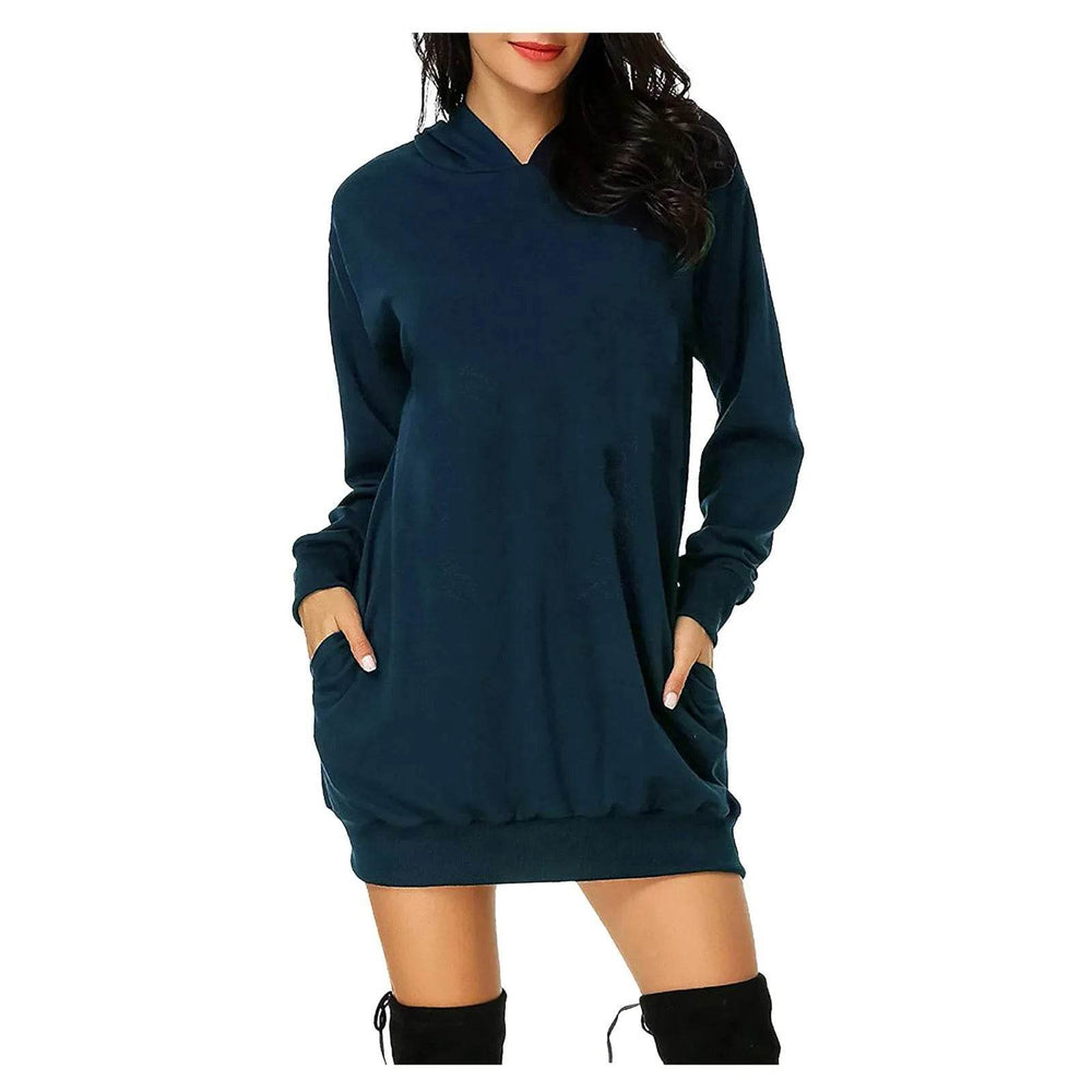 Women Solid Color Hat Dress Sweater Loose Feature Long Sleeves - EX-STOCK Canada