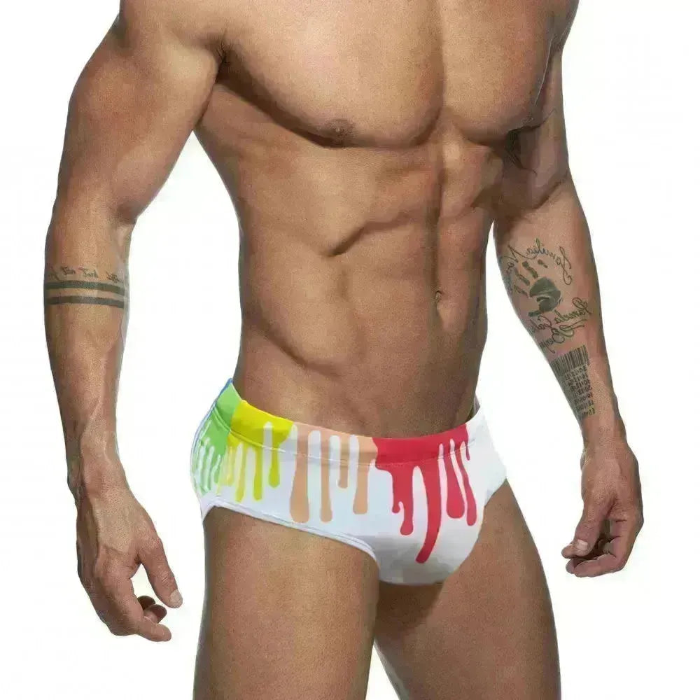 Men's Underwear Solid Color Printed Tape Cup Swim Briefs trunks