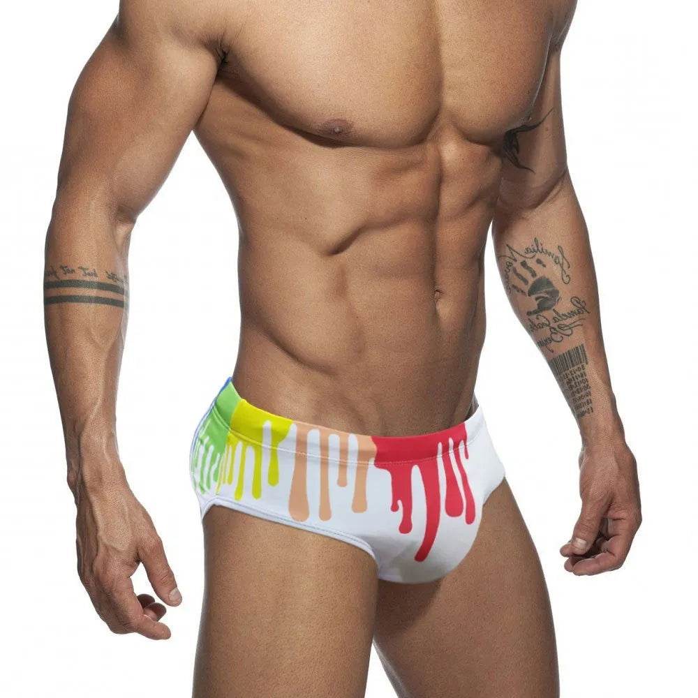 Men's Underwear Solid Color Printed Tape Cup Swim Briefs trunks - EX-STOCK Canada