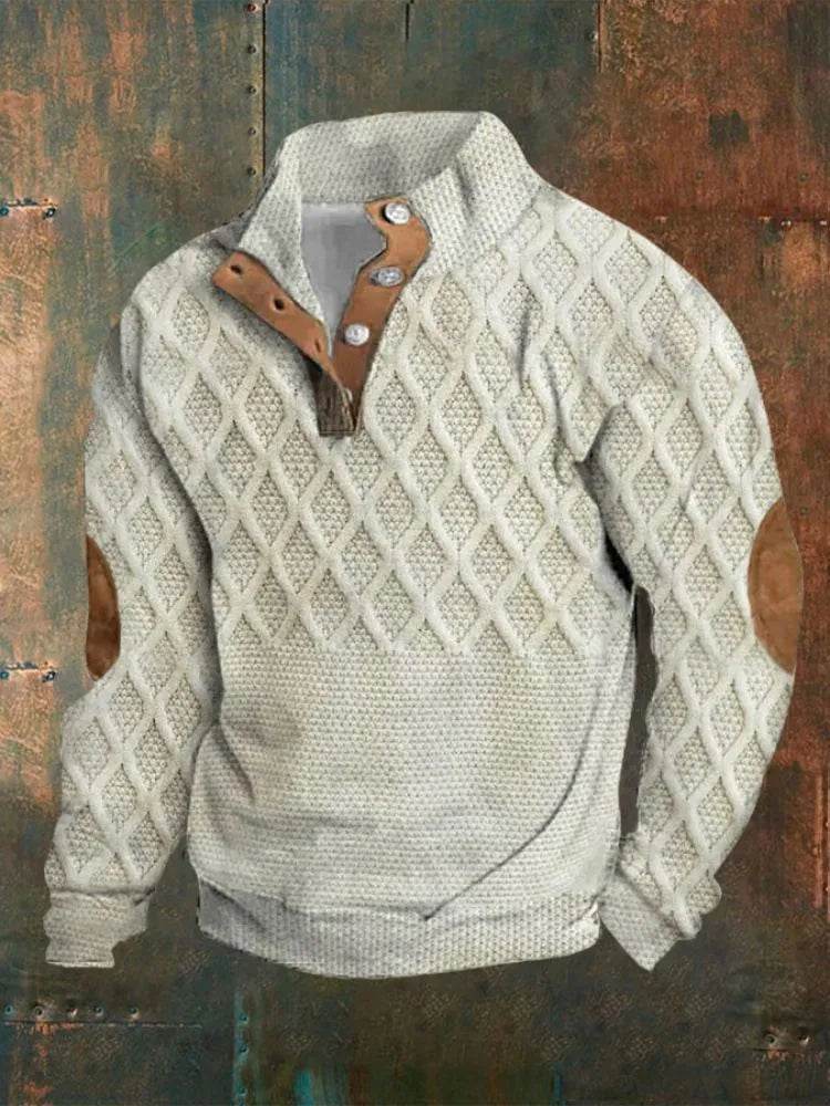Half button Sweatshirt Men's Winter 3d Digital Printing Pullover Crew neck - EX-STOCK Canada