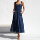 Women Sleeveless Sling Distressed Casual Style Button Denim Long Dress - EX-STOCK Canada