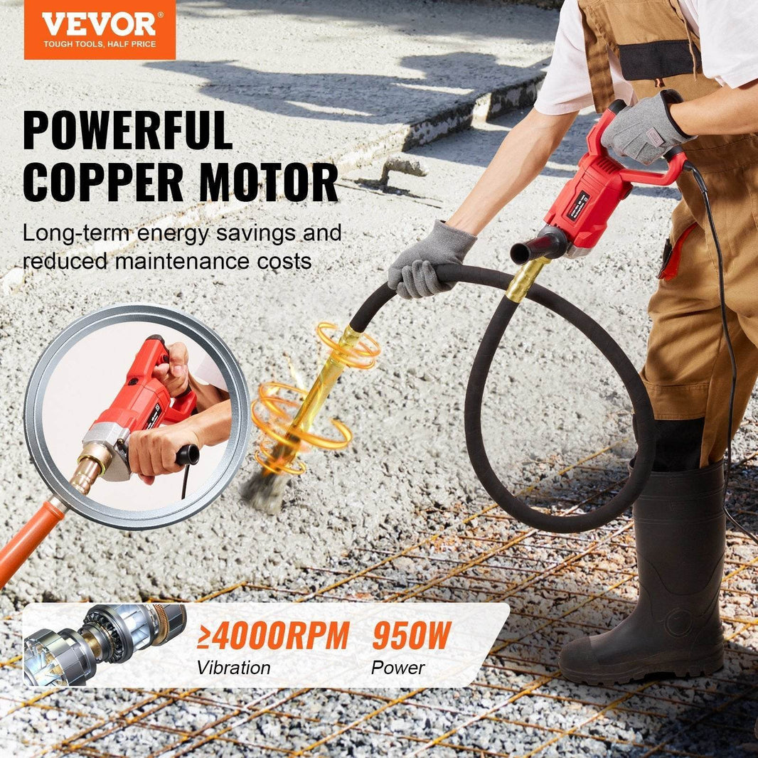 Handheld Concrete Vibrator, 800W Electric Vibrator 13000 VPM - EX-STOCK Canada