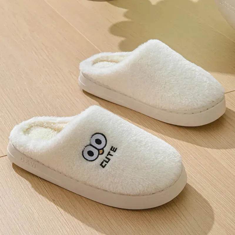 Cute Cartoon Big-eyes Slippers For Couples Winter Warm Non-slip Floor Bedroom Slipper Home Men And Women House Shoes - EX-STOCK Canada