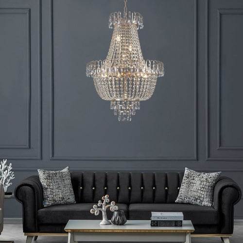 Golden Crystal Chandelier, Large Modern Luxury Chandelier, Suitable For Living Room, Dining Room, Bedroom, Hallway - No Bulb - EX-STOCK Canada