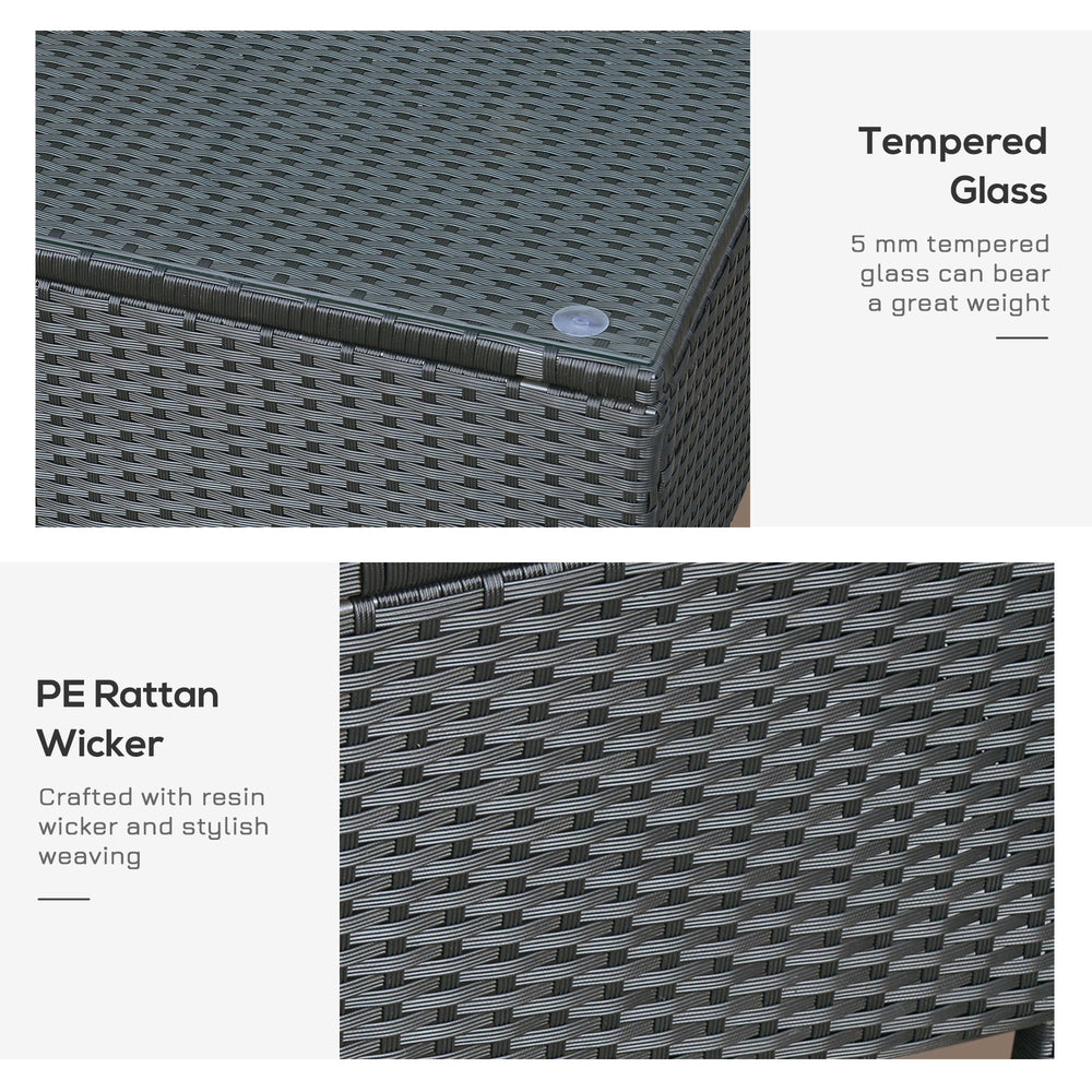 Table basse de patio, grande table d'appoint, en rotin PE tissé à la main, résistant aux intempéries, mobilier d'extérieur pour jardin noirEX-STOCK Canada