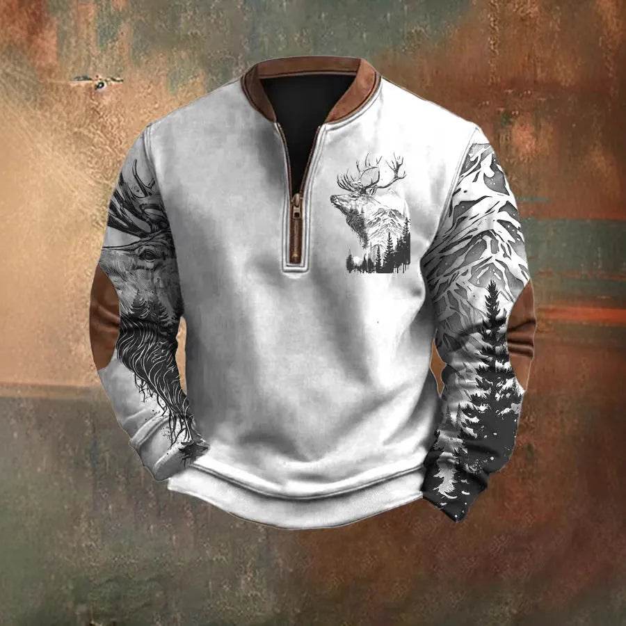 Men Polo Half Zipper Sweatshirt Men's 3D Printing Pullover top - EX-STOCK Canada