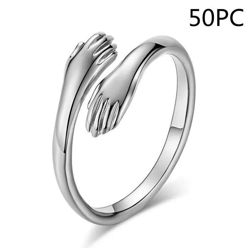 Alloy Simple Hands Hug Ring Opening Adjustable Jewelry - EX-STOCK Canada