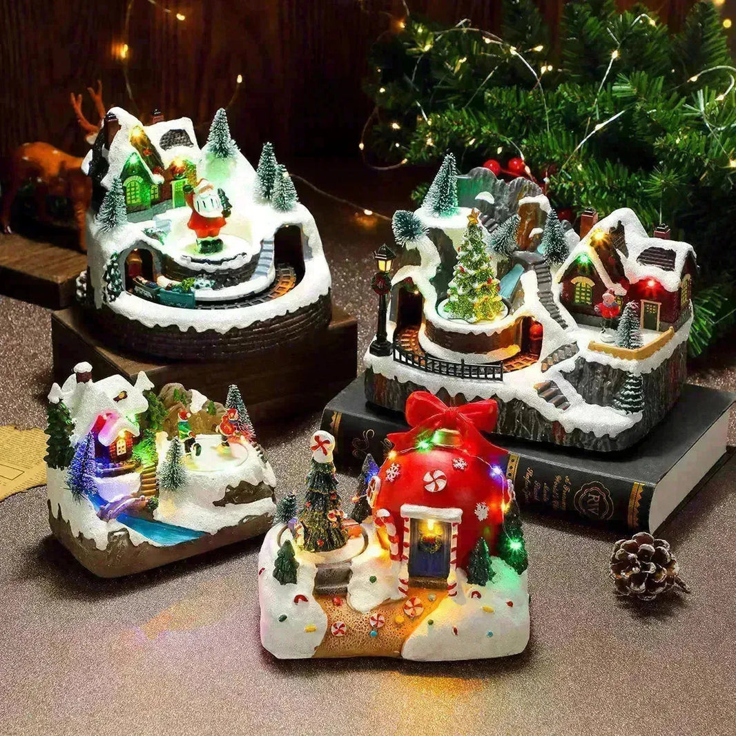 Christmas Ratation Resin Luminous Music Box Ornements