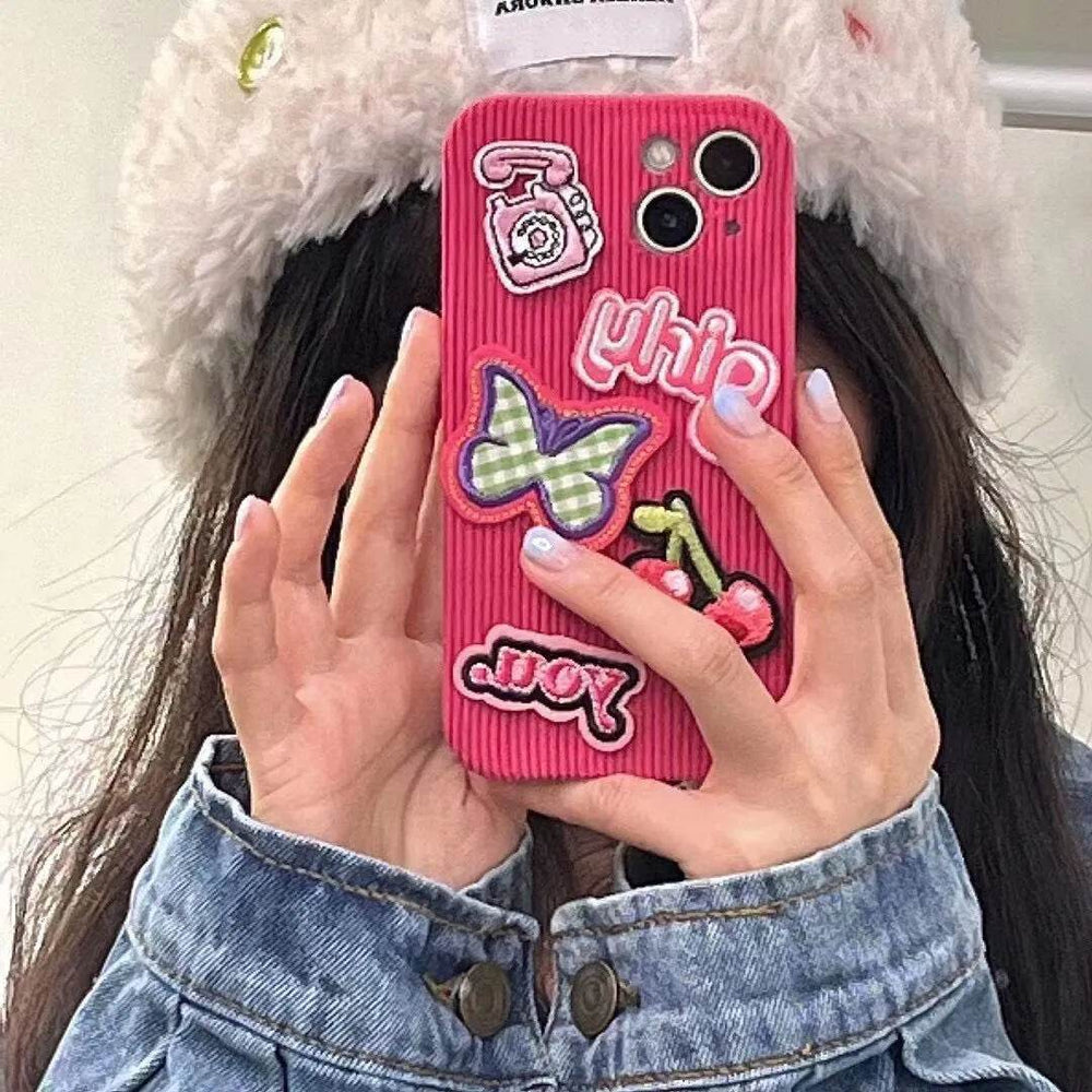 Embroidered Love Cherry Patch iphone Case women - EX-STOCK Canada