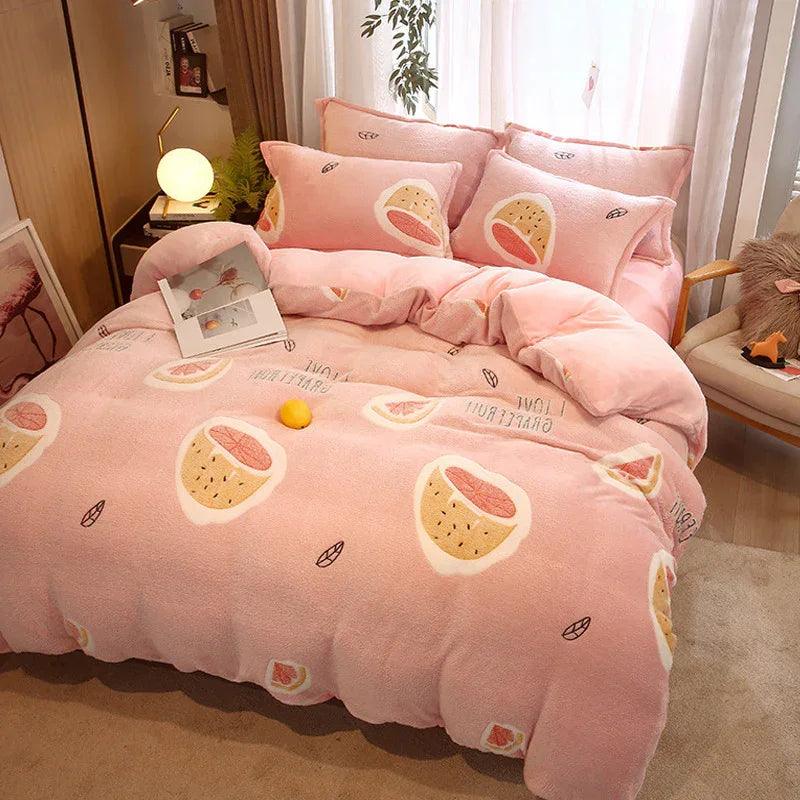 Ensemble de couette en lait simple épaissi housse de couette double faceEX-STOCK Canada