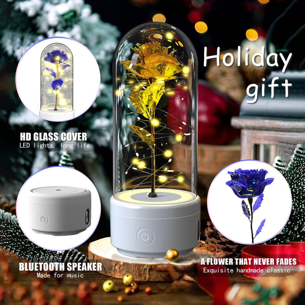 Creative 2 In 1 Rose Flowers LED Light And Bluetooth-compatible Speaker Valentine's Day Gift Rose Luminous Night Light Ornament In Glass Cover - EX-STOCK Canada
