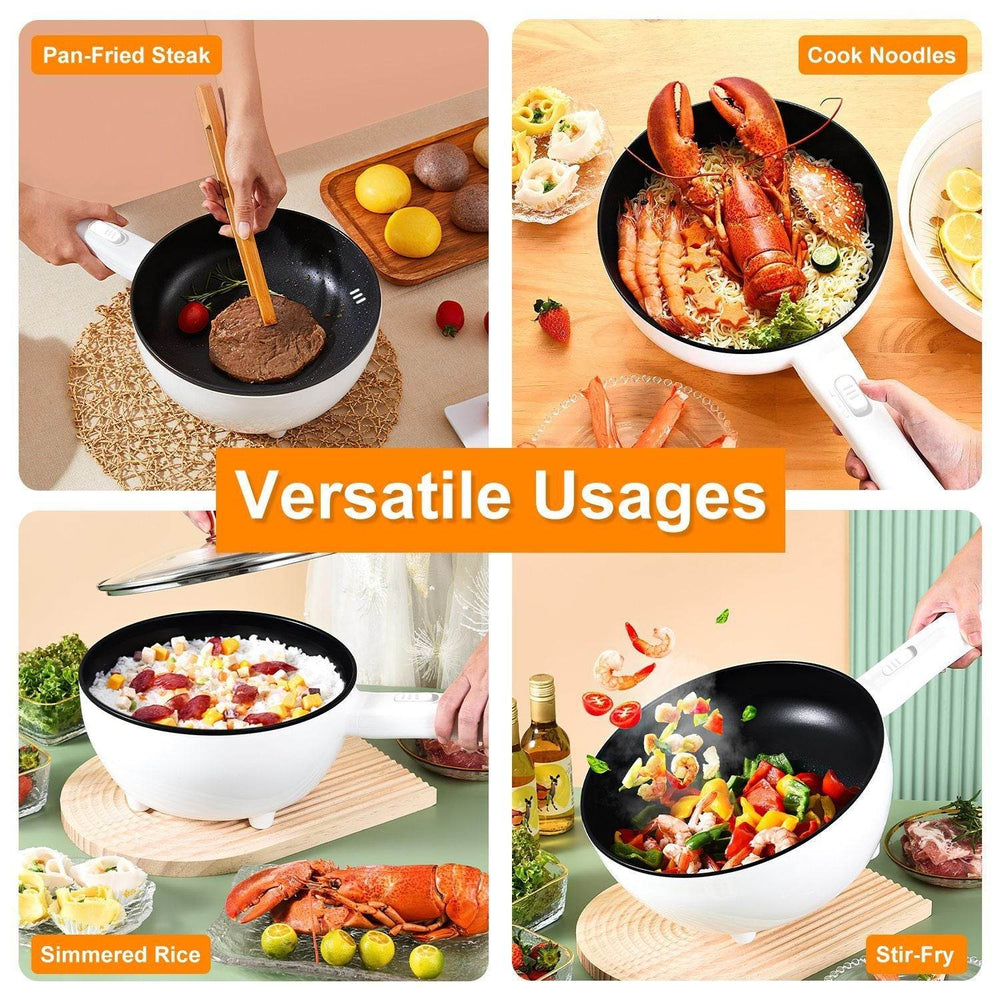 Electric Hot Pot Non-Stick Frying Pan Portable Rapid Noodles Cooker Electric Skillet - EX-STOCK Canada