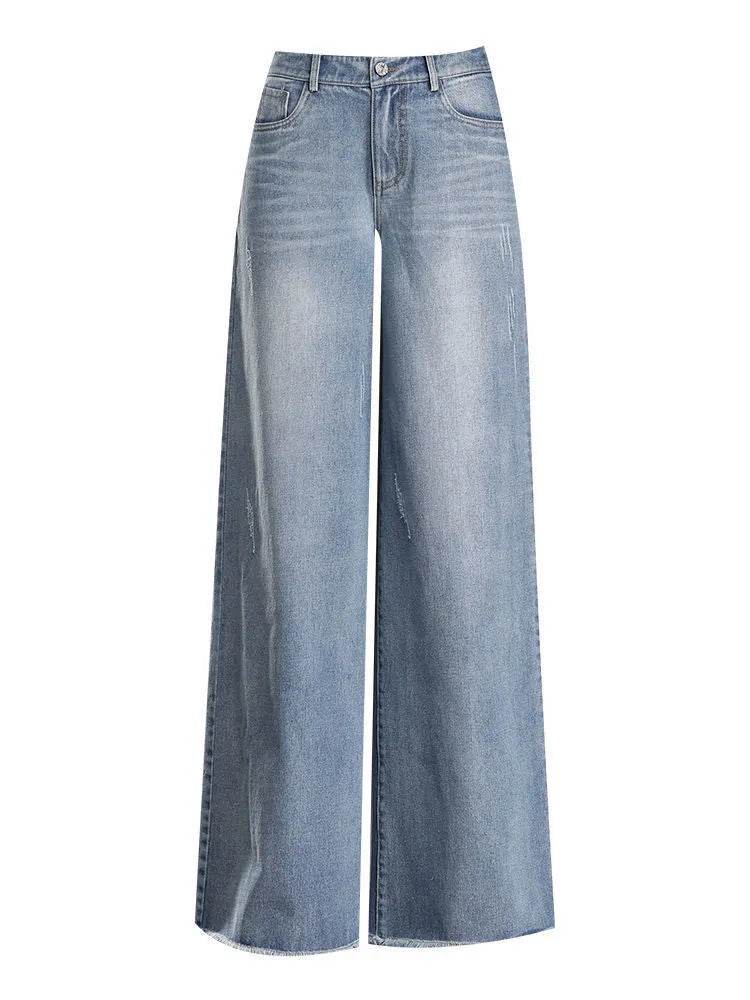 Raw Hem Wide Legs Baggy Jeans Pant For Women Baggy Straight Trousers - EX-STOCK Canada