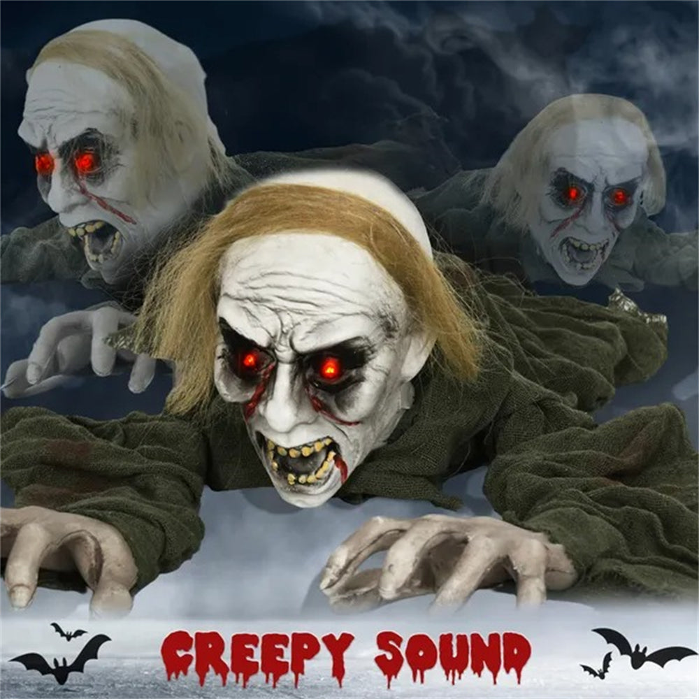 66 Outdoor Halloween Decoration Crawling Zombie, Animated Prop Decor With Sound Activated, Light Up Eyes EX-STOCK Canada