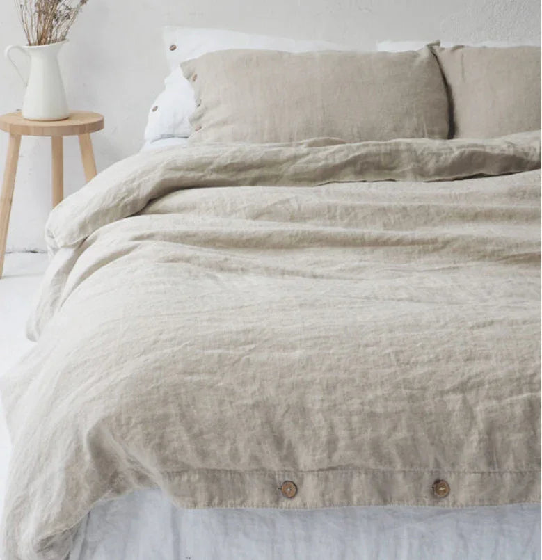 Pure Linen Bed Sheet Duvet Cover Washed Fabric EX-STOCK Canada