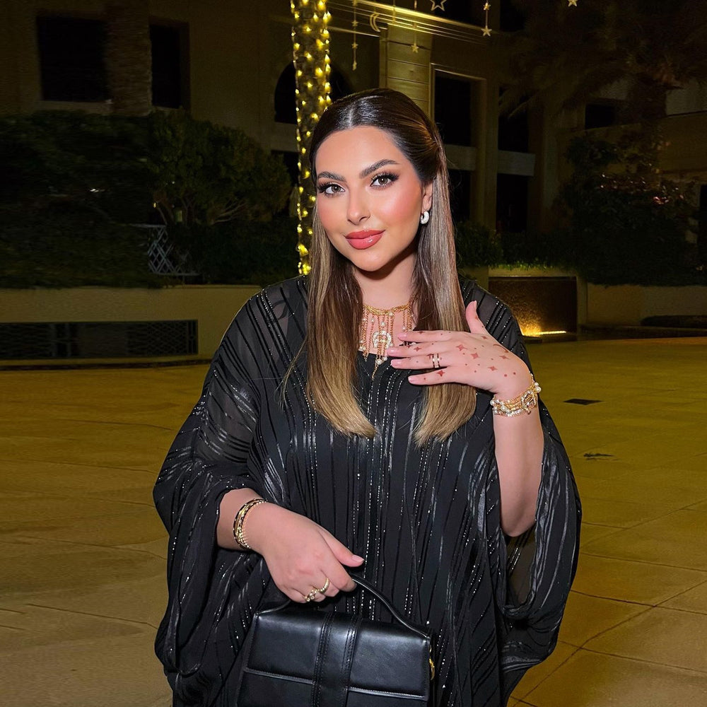 فستان عباية مسلم أنيق، روب أسود، قماش لامع مزخرف، طقم مكون من قطعتين EX-STOCK Canada