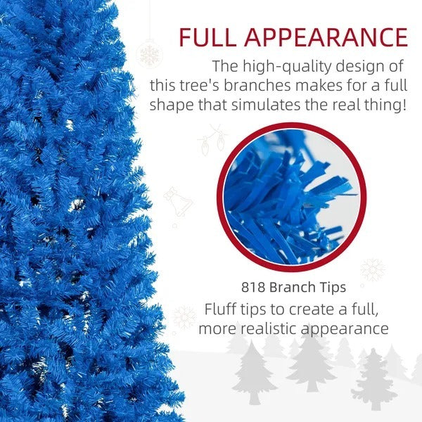 7FT Pencil Christmas Tree, Artificial Christmas Tree With Automatic Open For Home Party, Blue EX-STOCK Canada