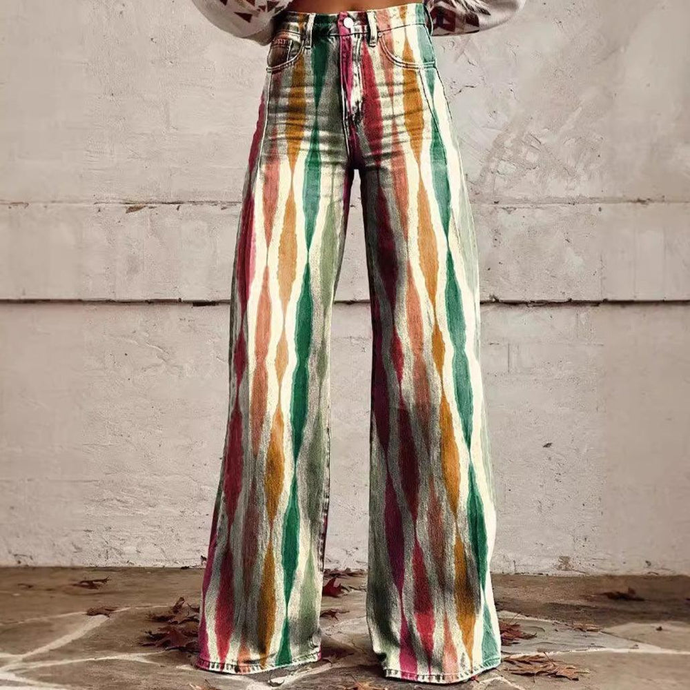 New 3D Thermal Transfer Speaker Simulation Denim Trousers Loose Pants All-matching