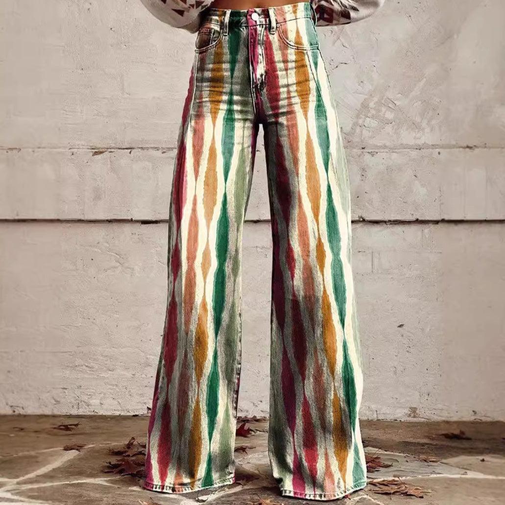 New 3D Thermal Transfer Speaker Simulation Denim Trousers Loose Pants All-matching