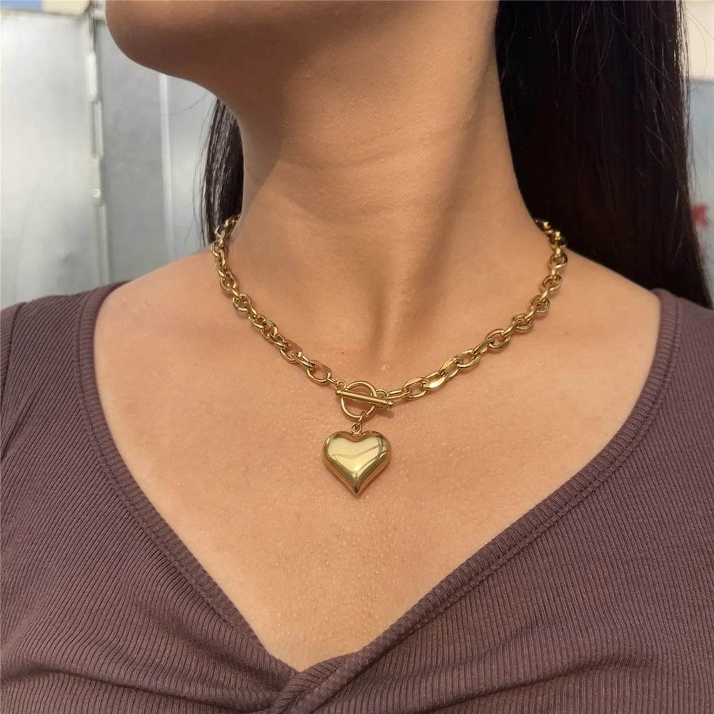 Personalized Punk Stainless Steel Peach Heart Pendant Hemp Flowers Valentine Necklace - EX-STOCK Canada