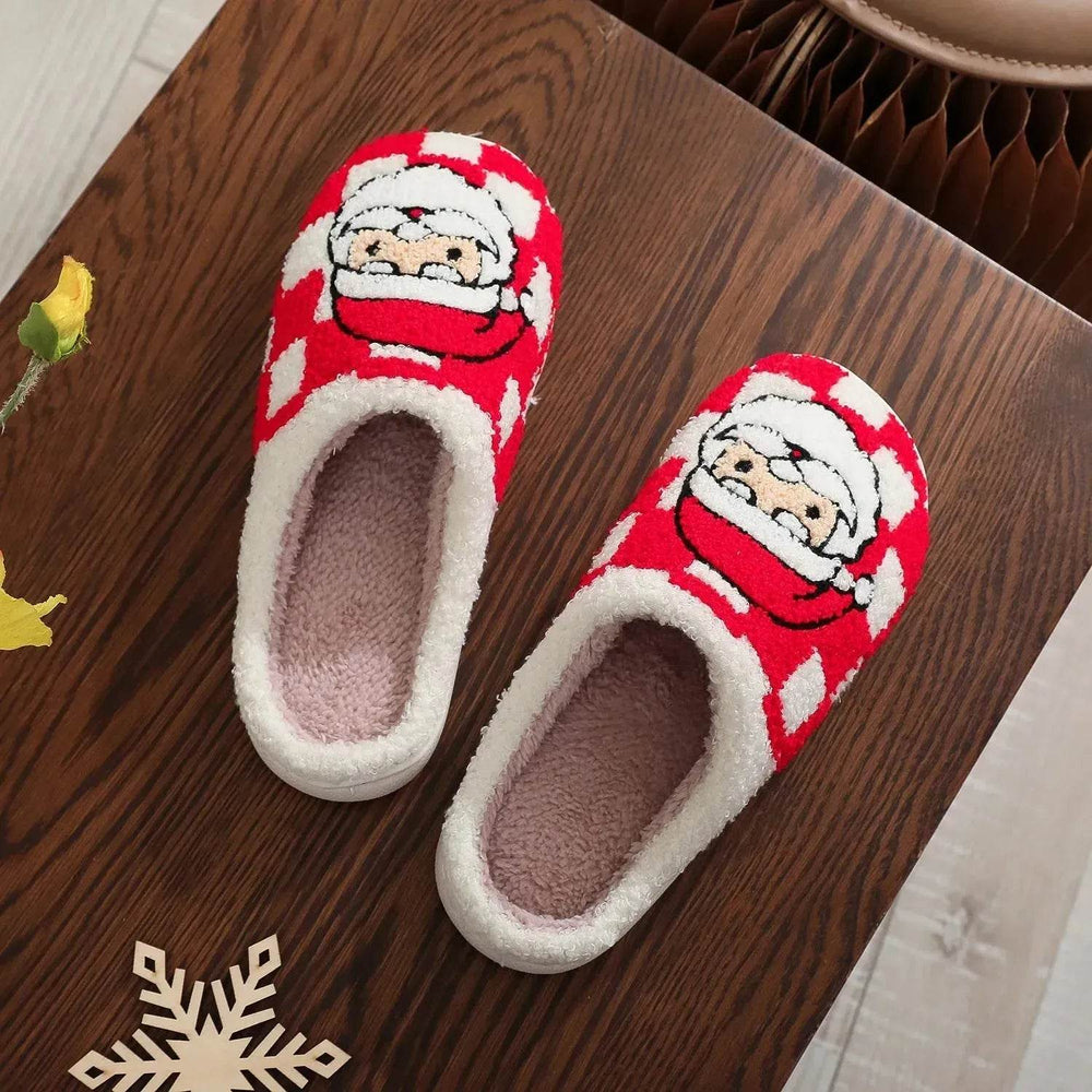 New Christmas Plaid Santa Claus Slippers Winter Indoor Non-slip Floor Bedroom Fuzzy House Shoes For Women Home Slipper - EX-STOCK Canada
