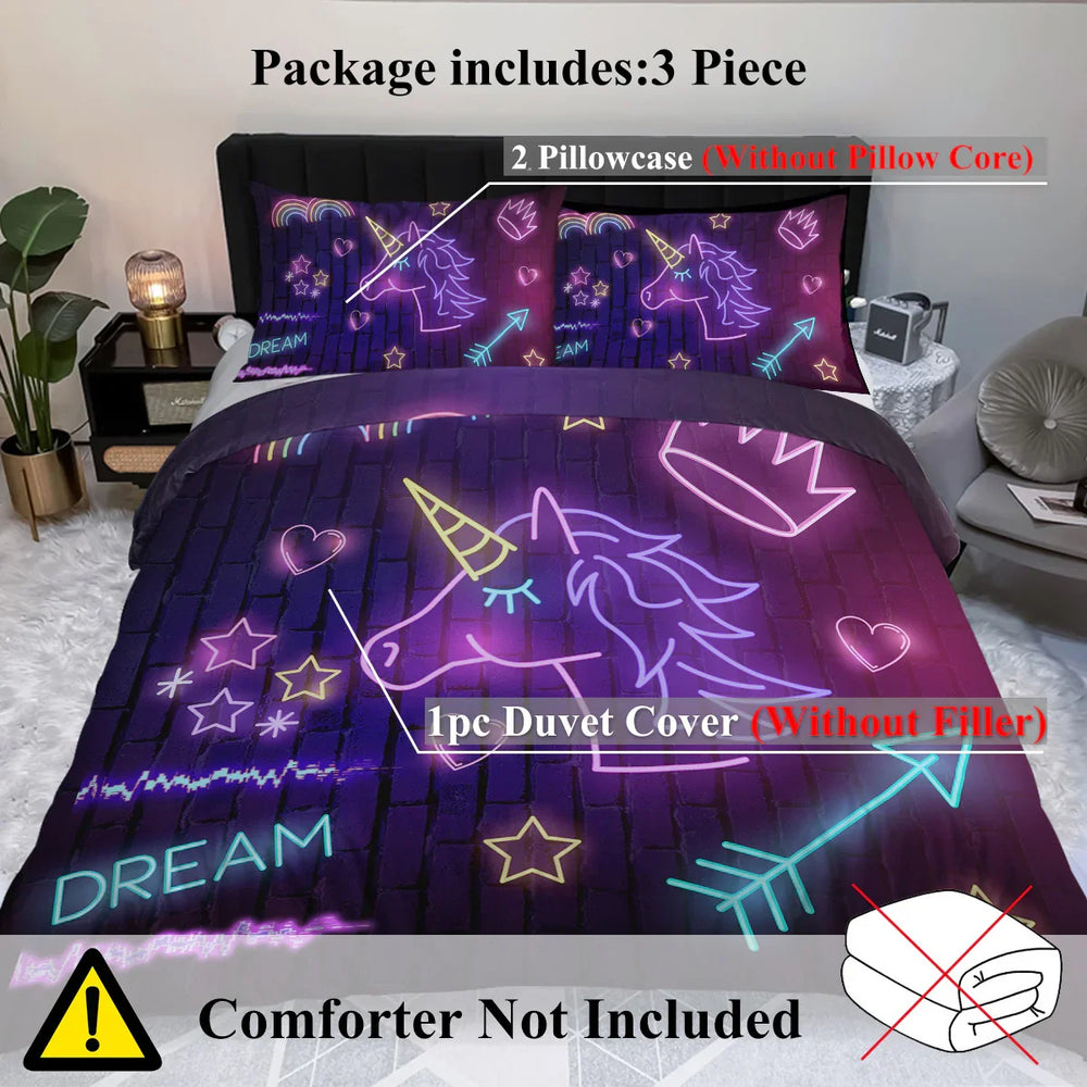 Star Bedding Neon Pattern 3 Piece Black Duvet Cover Set EX-STOCK Canada