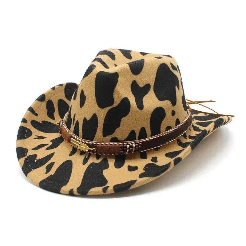 Western Style Camo Cowboy Hat Woolen Felt Cow Pattern Big Brim Wide Brim Denim Top Hat Camouflage Cowboy Cowgirl Hat - EX-STOCK Canada