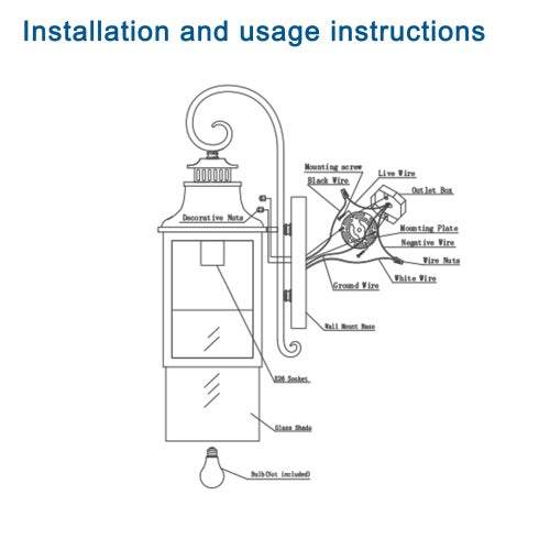 Large Outdoor Wall Light With Glass Supports Many Types Of Bulbs In 1 Pack - EX-STOCK Canada