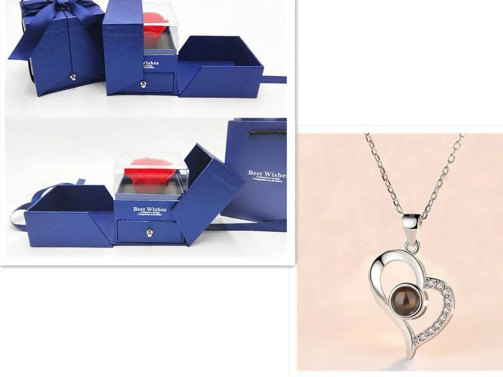 Hot Valentine's Day Gifts Metal Rose Jewelry Gift Box Necklace For Wedding Girlfriend Necklace Gifts - EX-STOCK Canada
