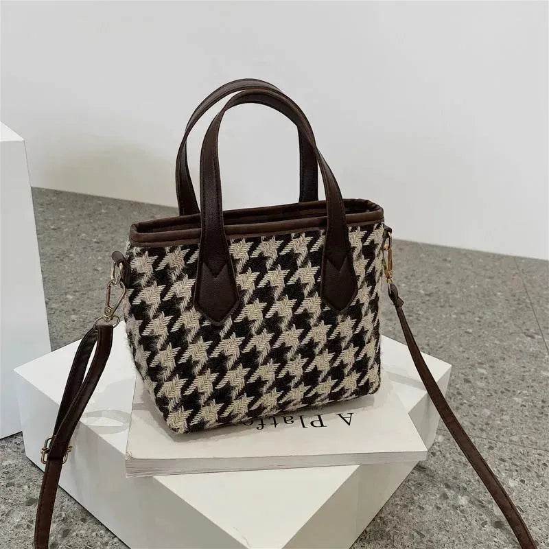Fashion Houndstooth Shoulder Bags Portable Checkerboard Handbags All-match Messenger Crossbody Bag Women - EX-STOCK Canada