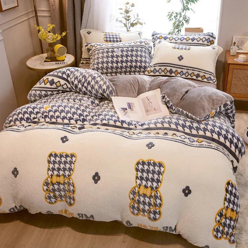 Ensemble de couette en lait simple épaissi housse de couette double faceEX-STOCK Canada