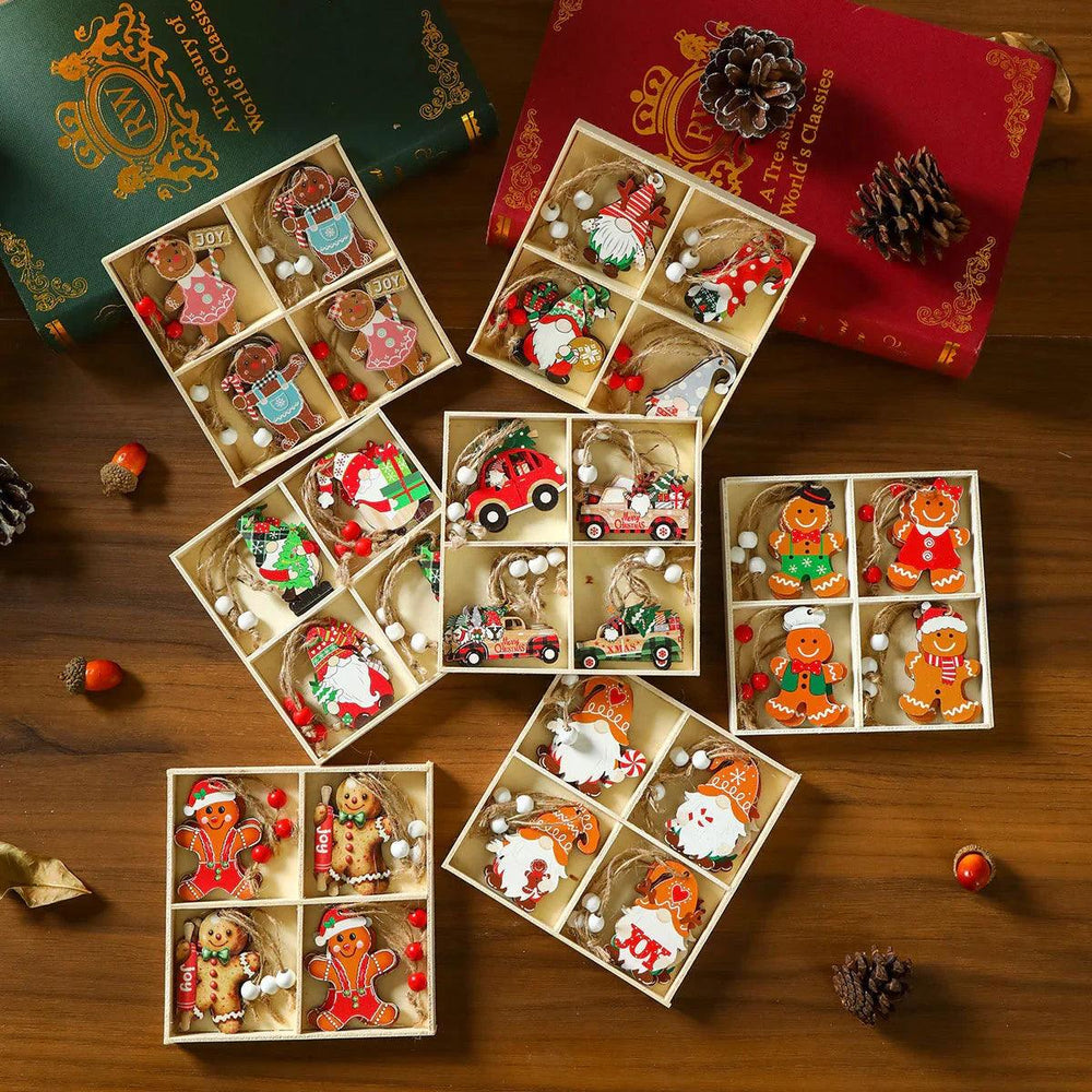 12 PCs Faceless Old Man Christmas Wooden Pendant Boxed Christmas Tree EX-STOCK Canada