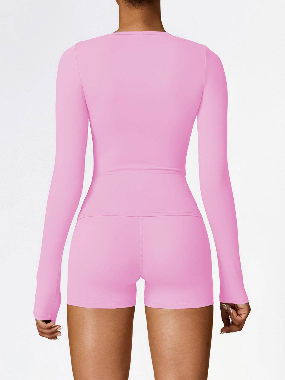 Women's Four Seasons Sports Suit, Women's Long Sleeve Round Neck Sports T-shirt And High Waist Tight Shorts Yoga Suit. - EX-STOCK Canada