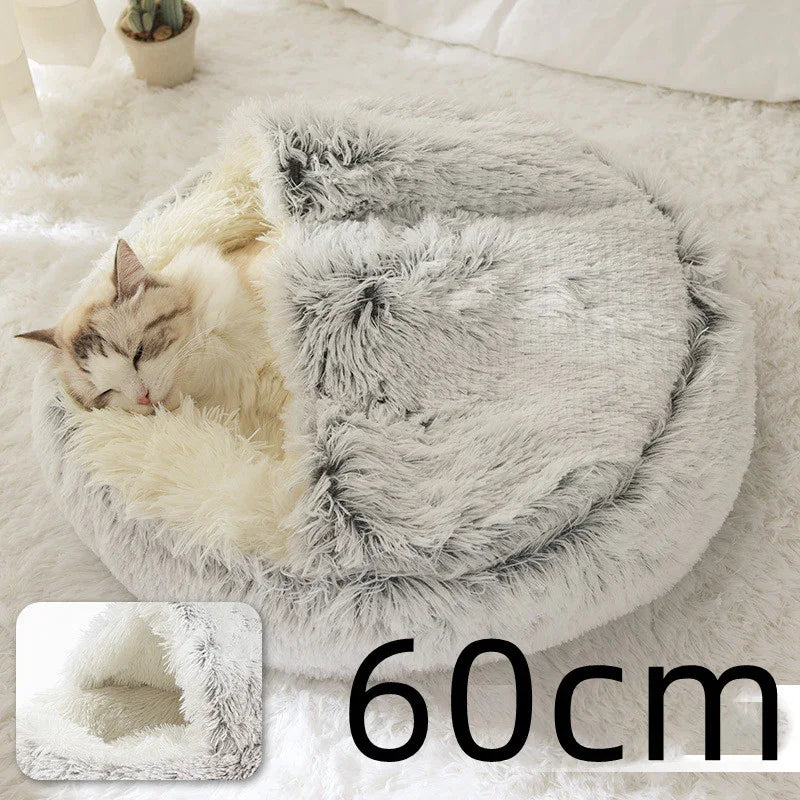 Cama para Perros y Gatos 2 en 1 Cama de Invierno para Mascotas Redonda de Felpa Cálida Suave Cama de Felpa Larga para Mascotas Productos para MascotasEX-STOCK Canada