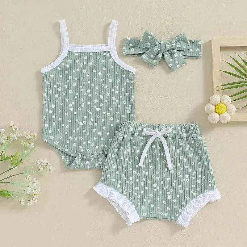 Casual Newborn Baby girl Romper suit with head bowtie headband Two piece for newborn baby girl - EX-STOCK Canada