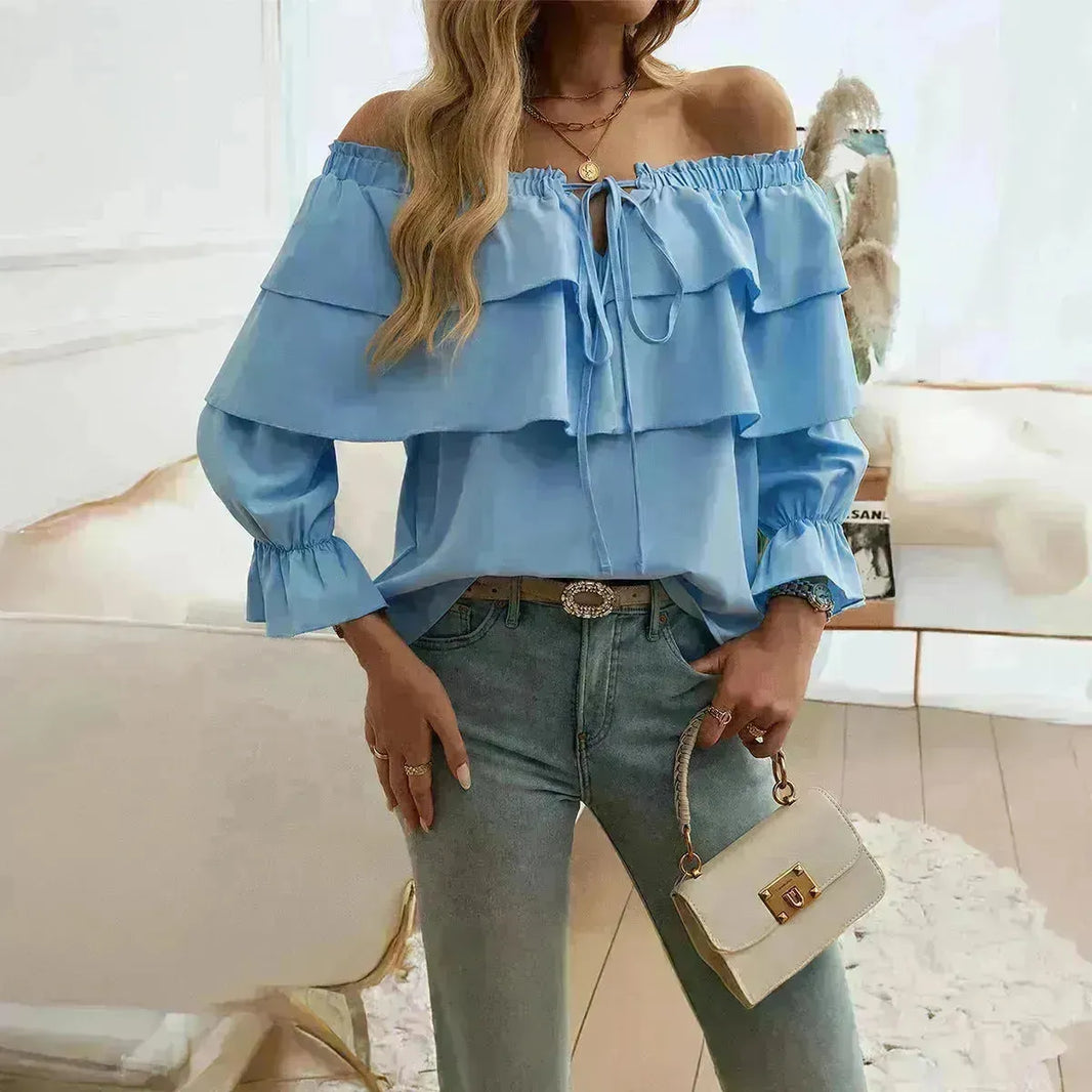 Elegante serata casual Top per le donne a maniche lunghe vescovo